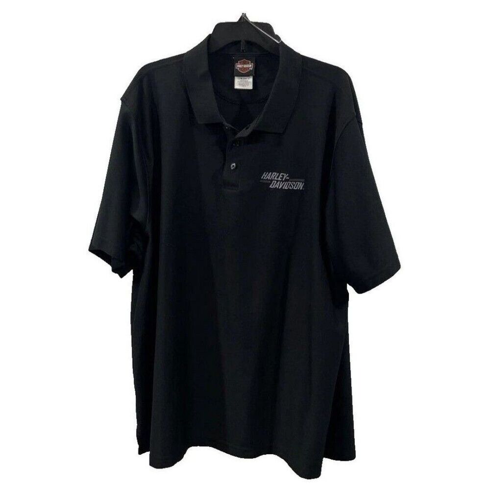 Harley Davidson Motor Cycles Short Sleeved Black Knit Polo Shirt Men's XL NWOT